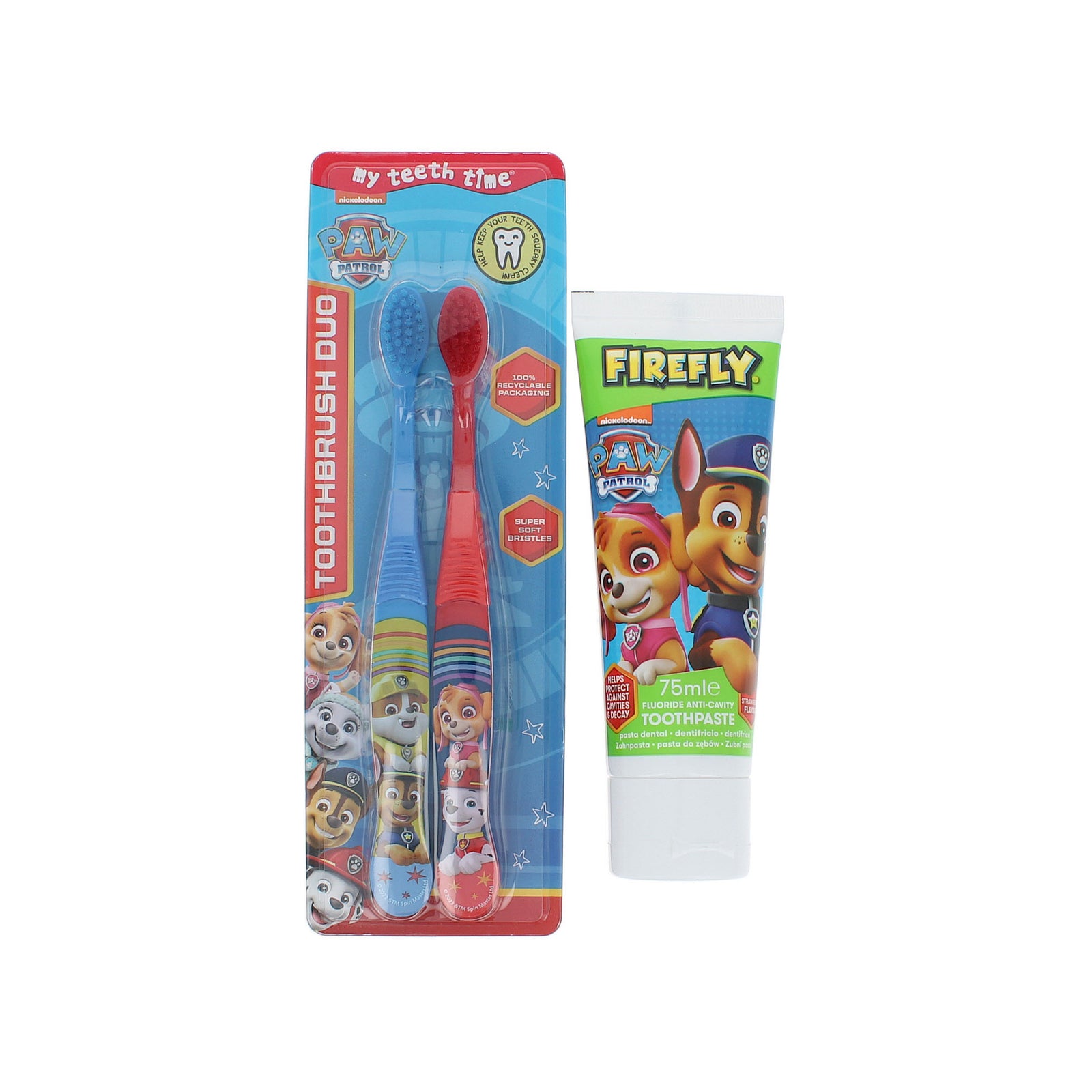 Firefly Paw Patrol Duo Pack Toothbrushes + Toothpaste