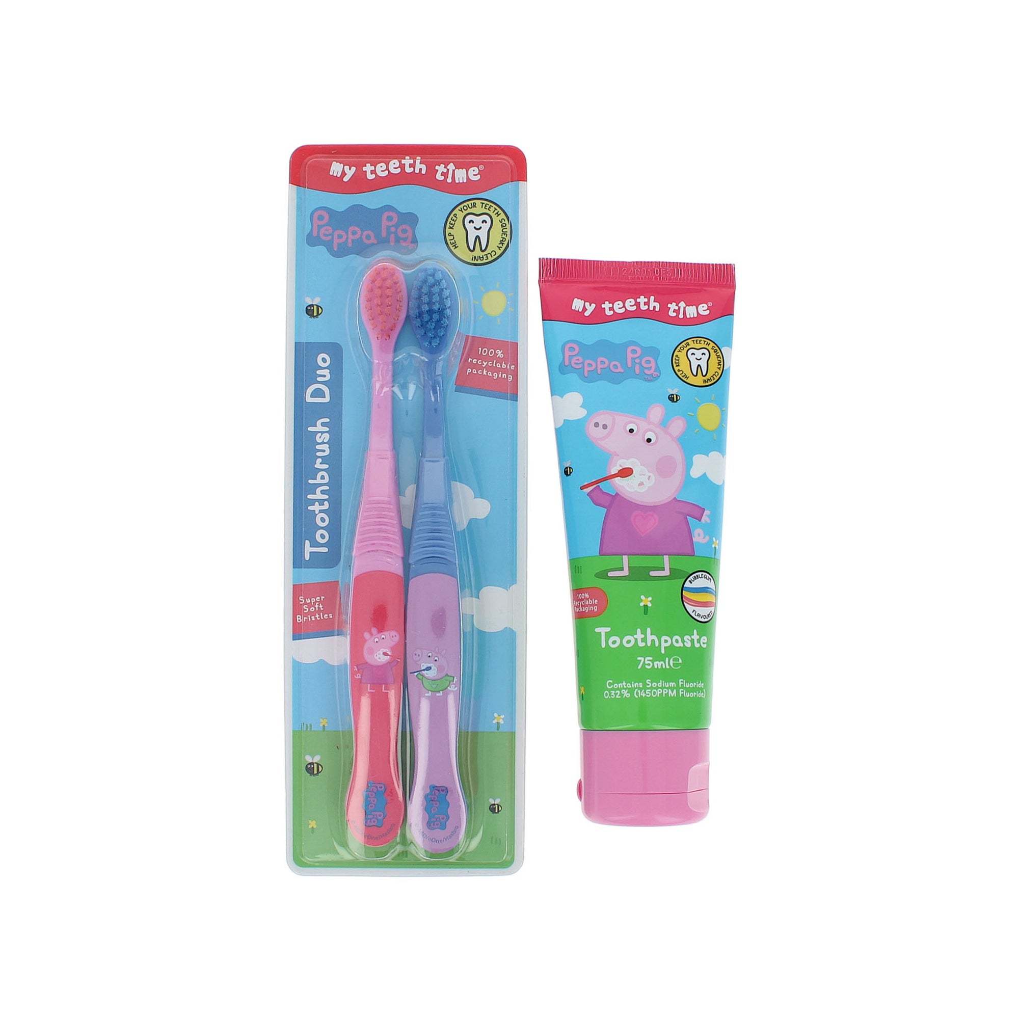Firefly Peppa Pig Duo Pack Toothbrushes + Toothpaste