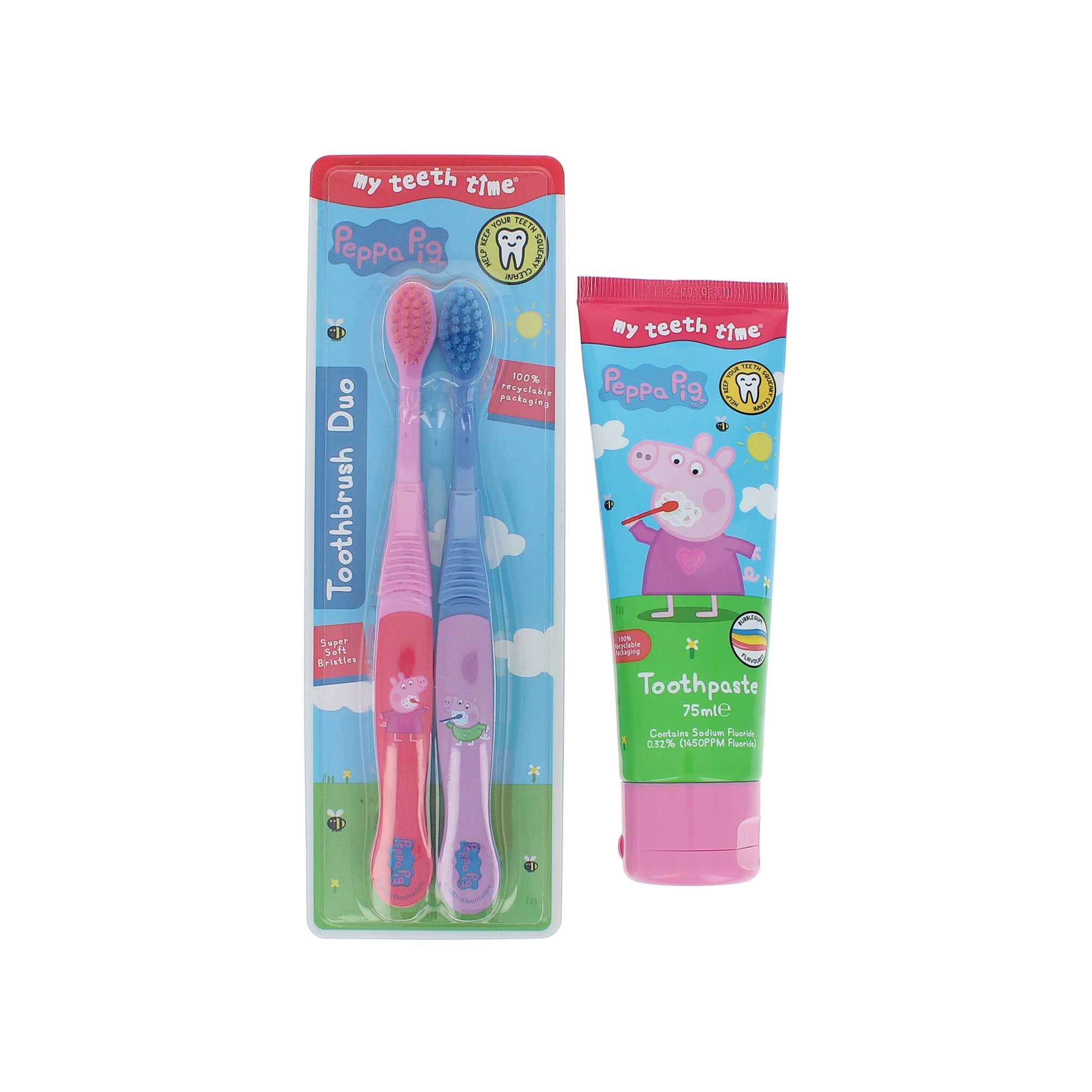 Firefly Peppa Pig Duo Pack Toothbrushes + Toothpaste