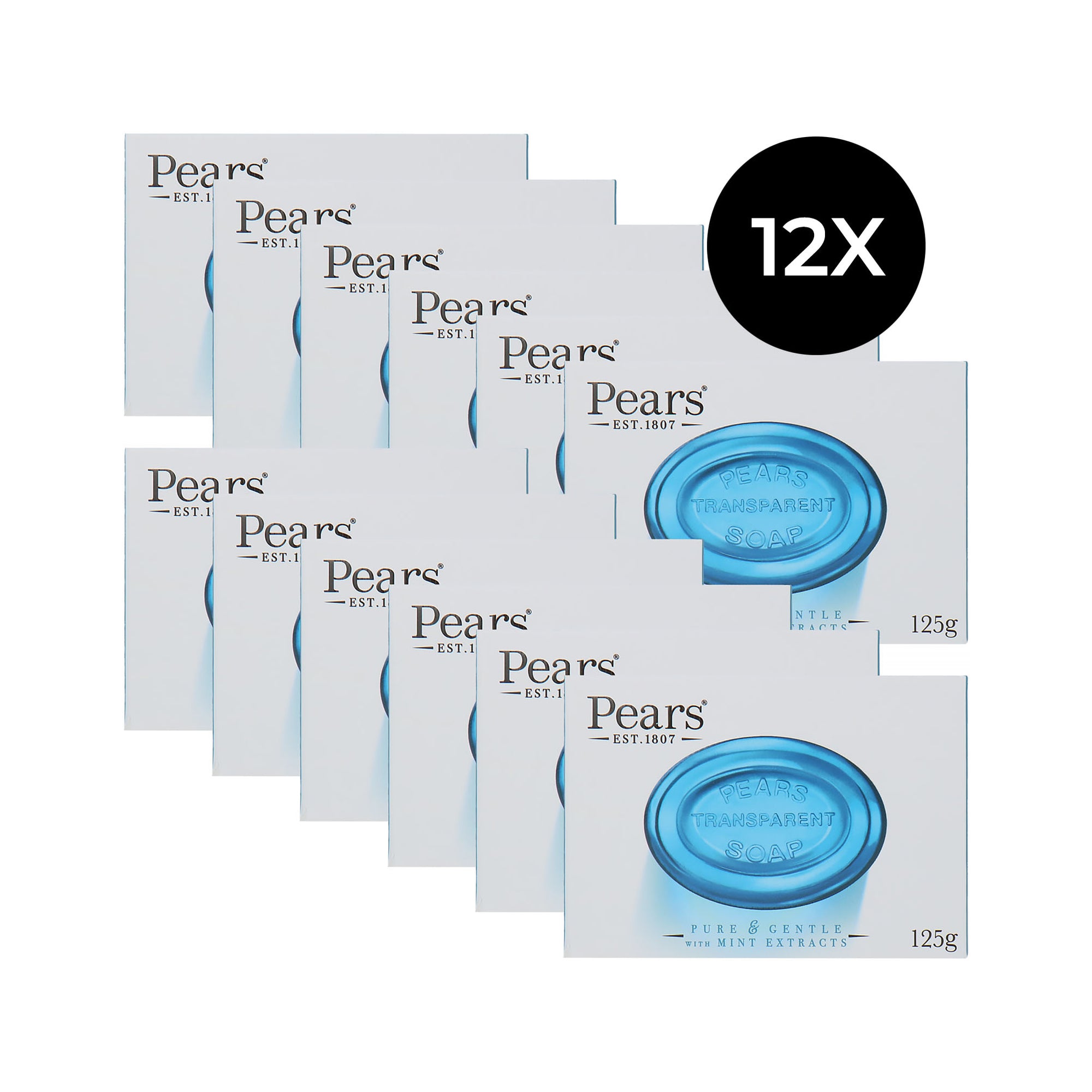 Pears Transparent Soap Mint - 12 x 125 g