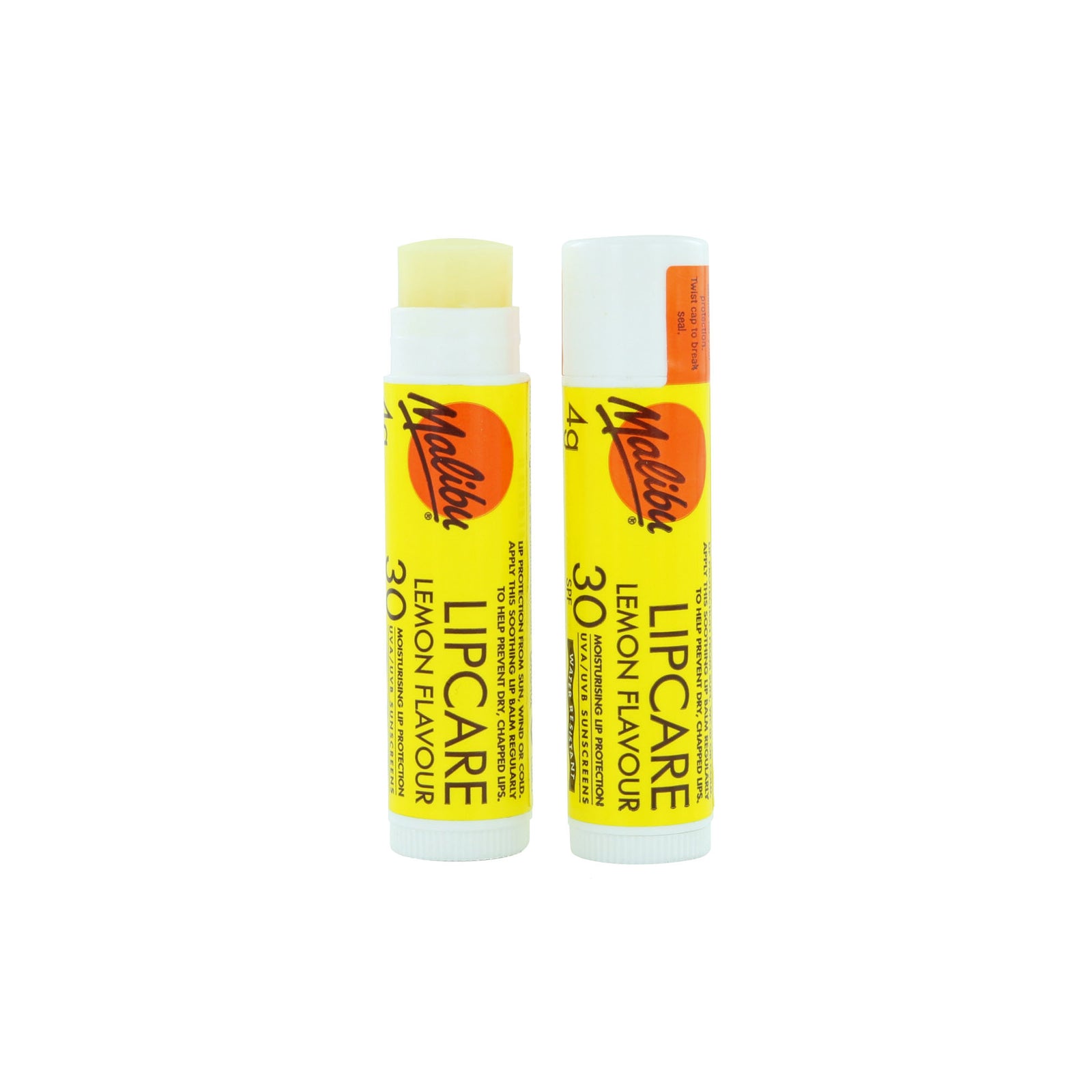Malibu Lipcare Lipbalm - Lemon Flavour (SPF 30 - 2 stuks)