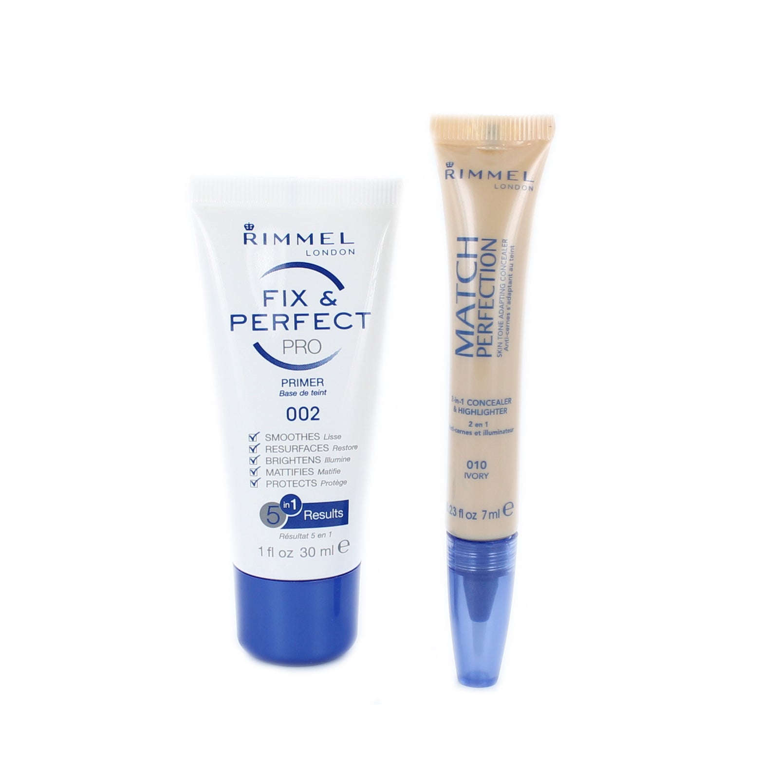 Rimmel Fix & Perfect Pro Primer - 010 Ivory (+ Match Perfection Concealer & Highlighter)