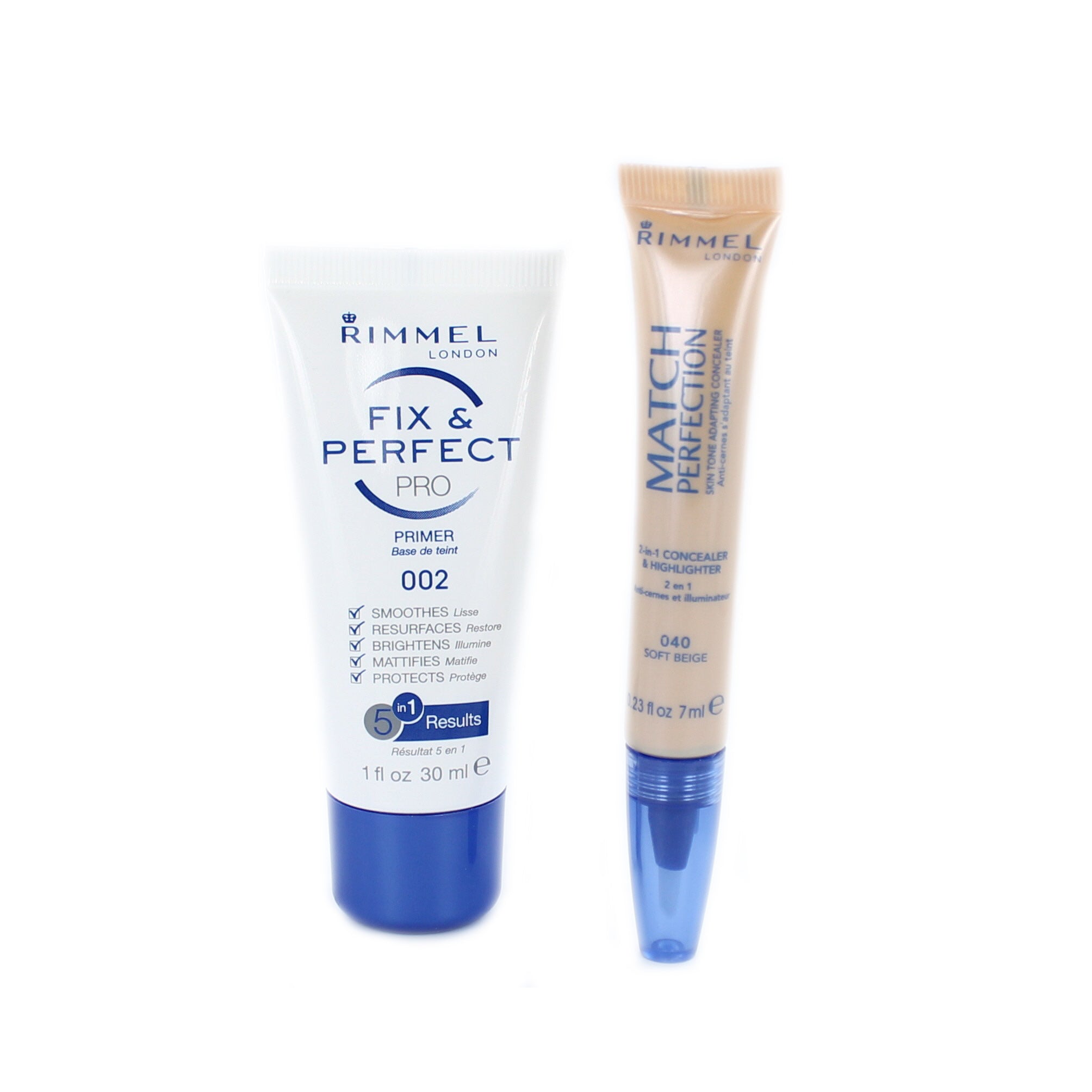 Rimmel Fix & Perfect Pro Primer - 040 Soft Beige (+ Match Perfection Concealer & Highlighter)