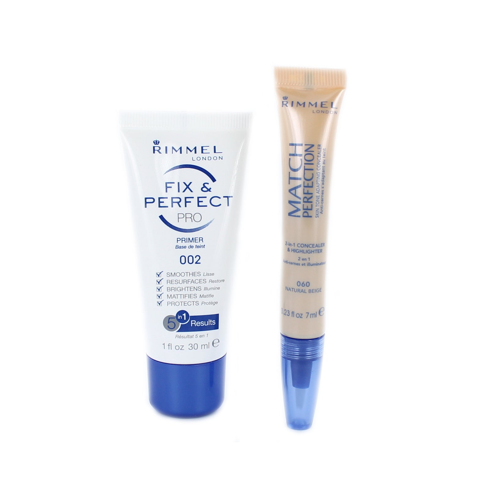 Rimmel Fix & Perfect Pro Primer - 060 Natural Beige (+ Match Perfection Concealer & Highlighter)