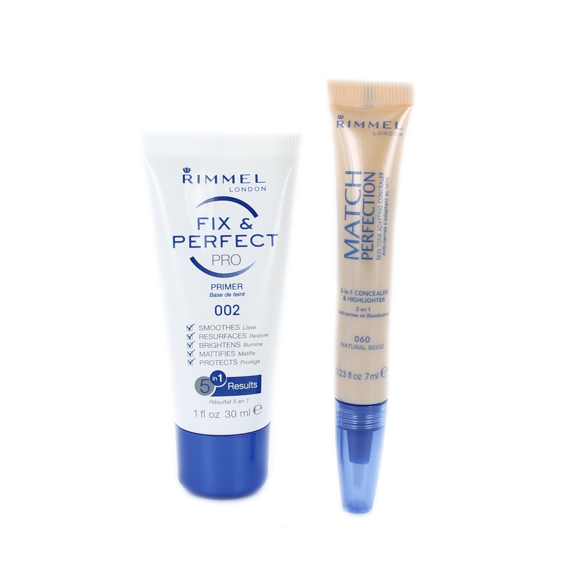 Rimmel Fix & Perfect Pro Primer - 060 Natural Beige (+ Match Perfection Concealer & Highlighter)