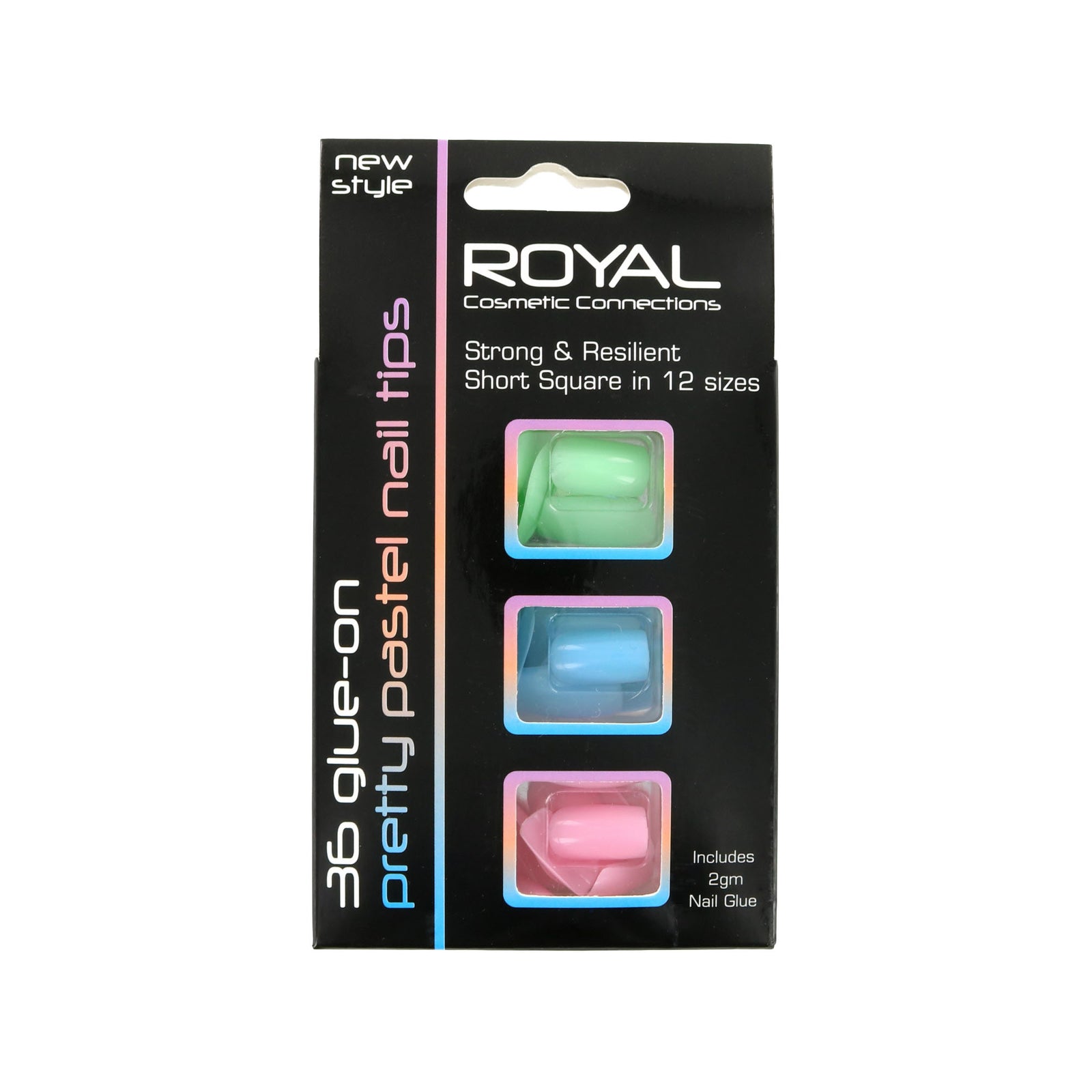 Royal Pretty Pastel Nail Tips - Groen-Blauw-Roze (met nagellijm)