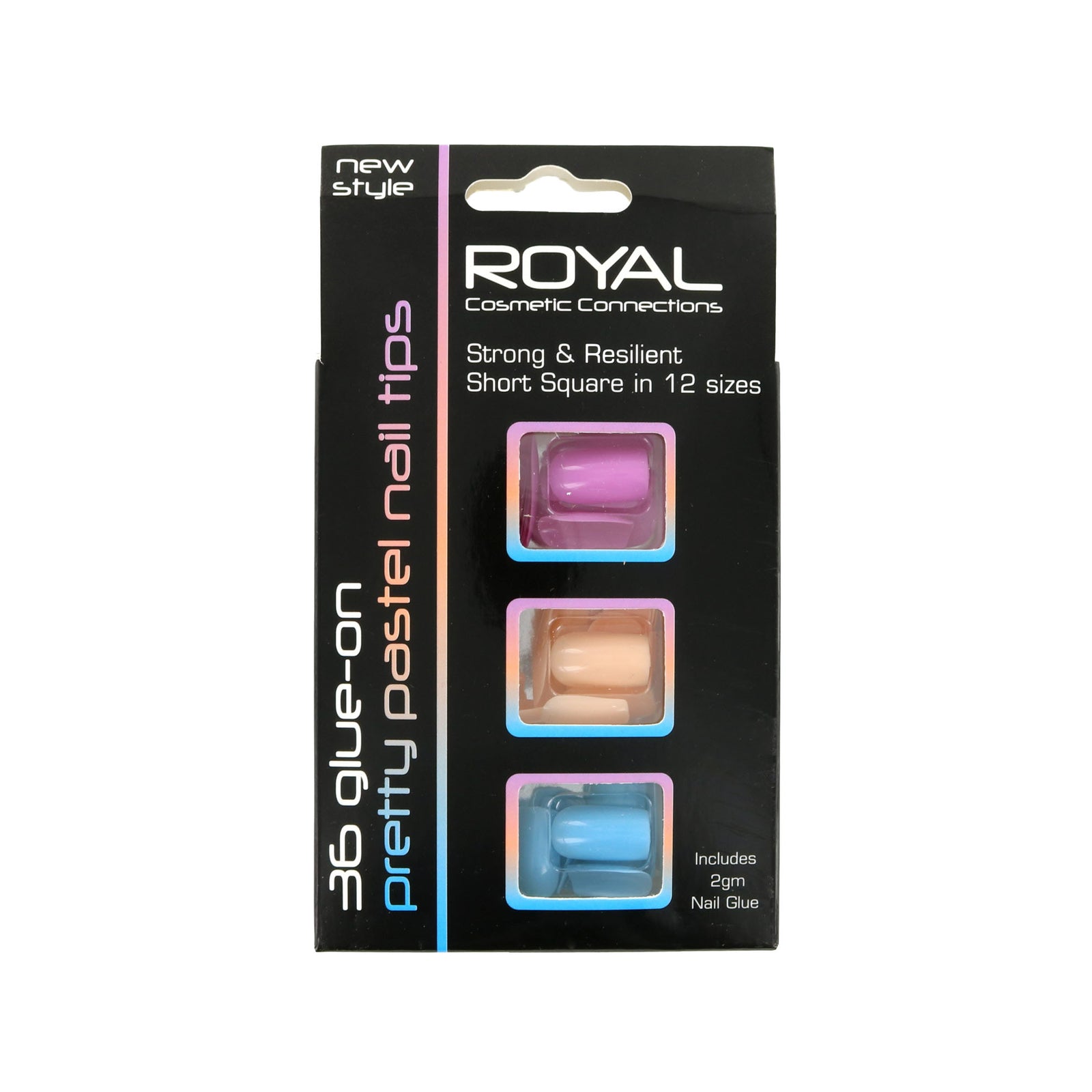 Royal Pretty Pastel Nail Tips - Roze-Nude-Blauw (met nagellijm)