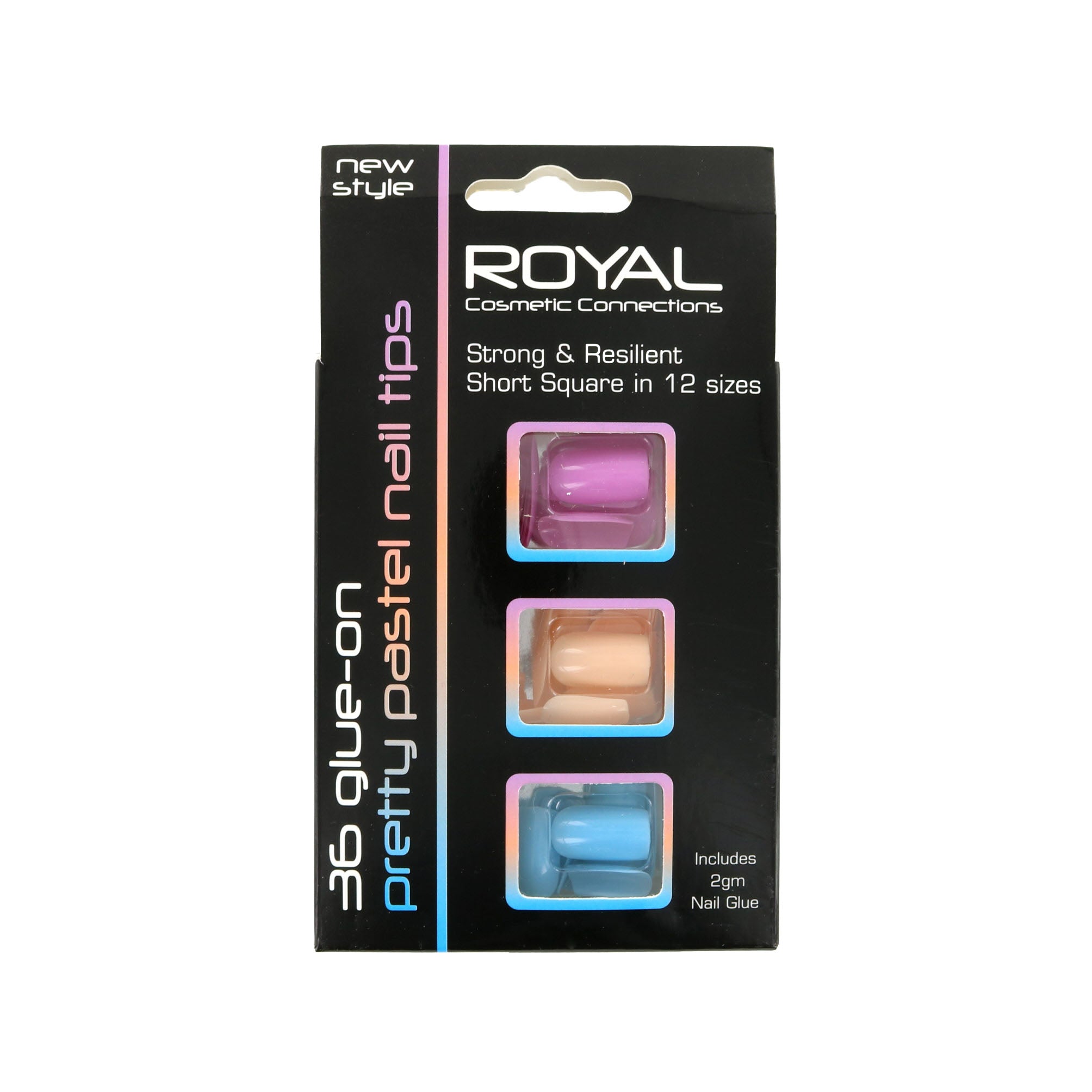 Royal Pretty Pastel Nail Tips - Roze-Nude-Blauw (met nagellijm)