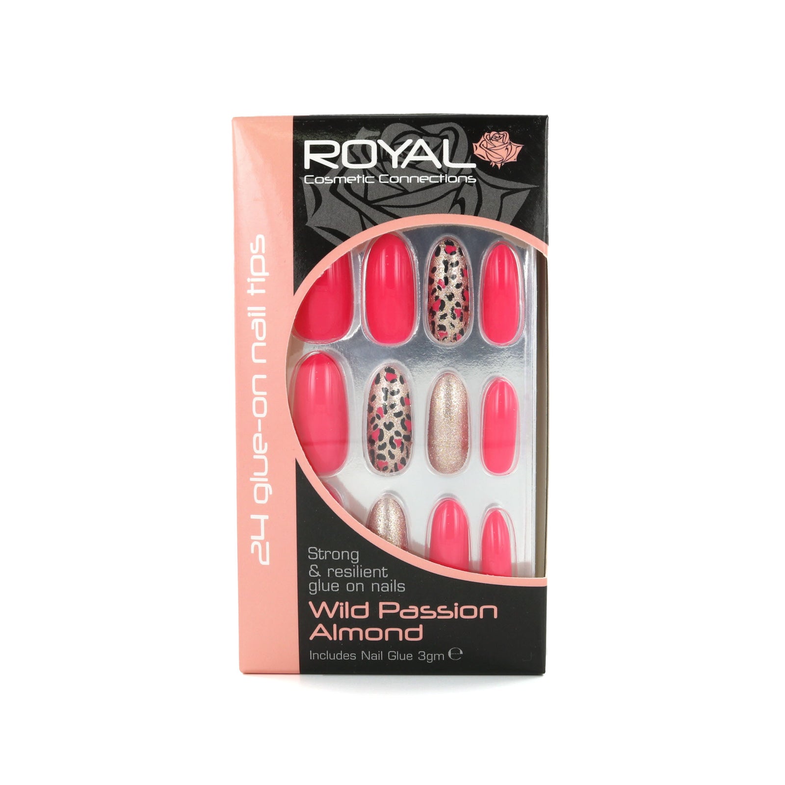Royal 24 Glue-On Nail Tips - Wild Passion Almond (met nagellijm)