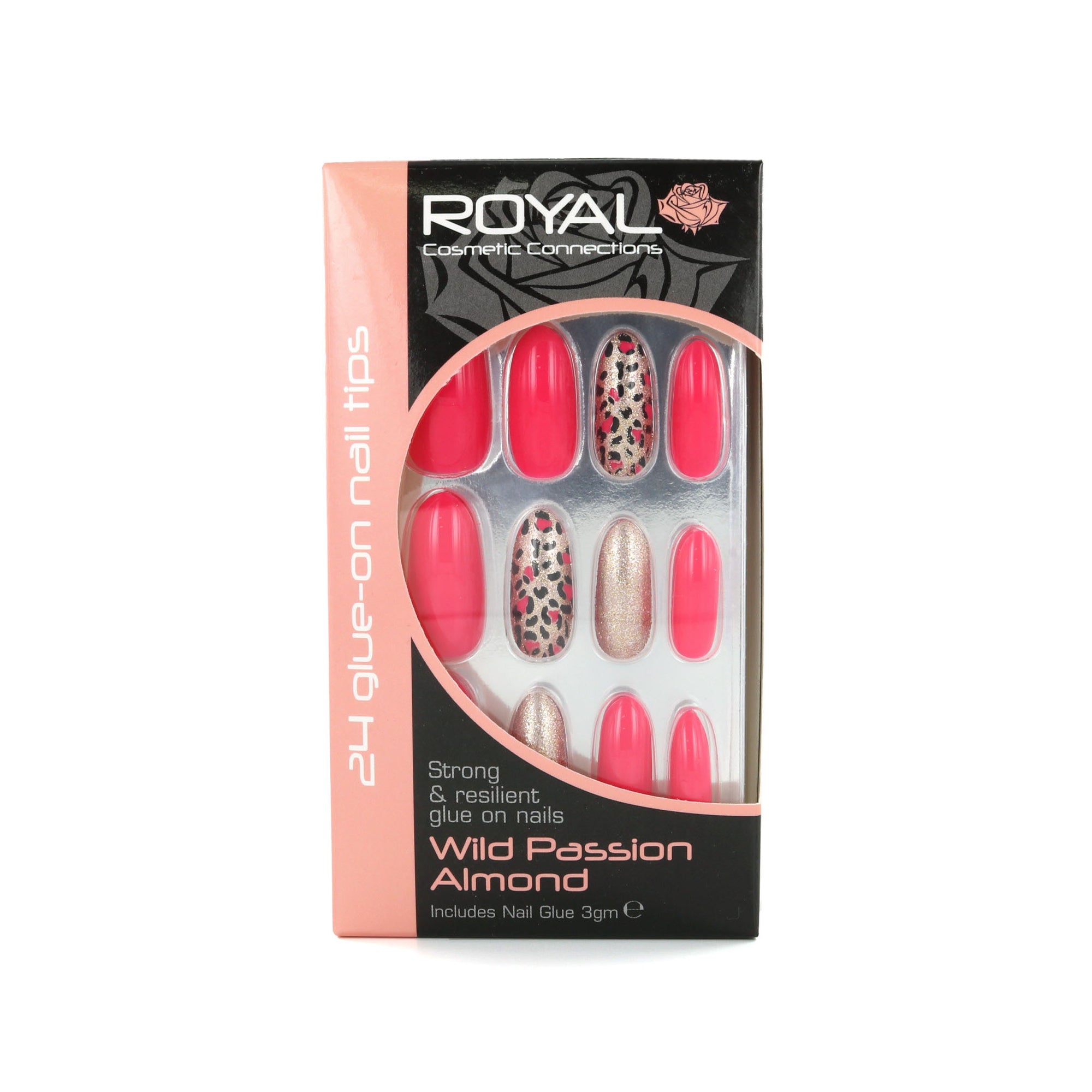 Royal 24 Glue-On Nail Tips - Wild Passion Almond (met nagellijm)