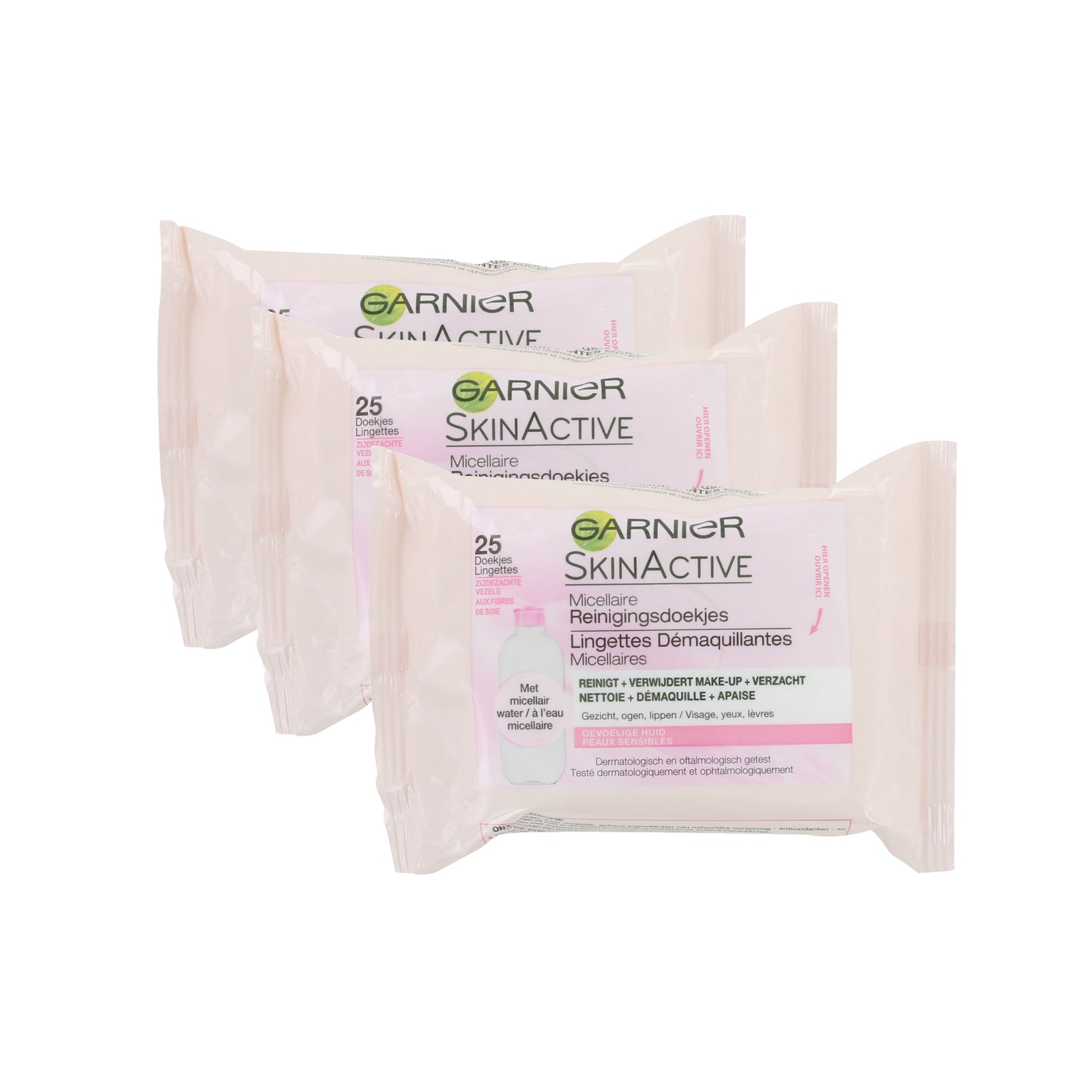 Garnier SkinActive Reinigingsdoekjes - Micellair (3 Stuks - Voor gevoelige huid)