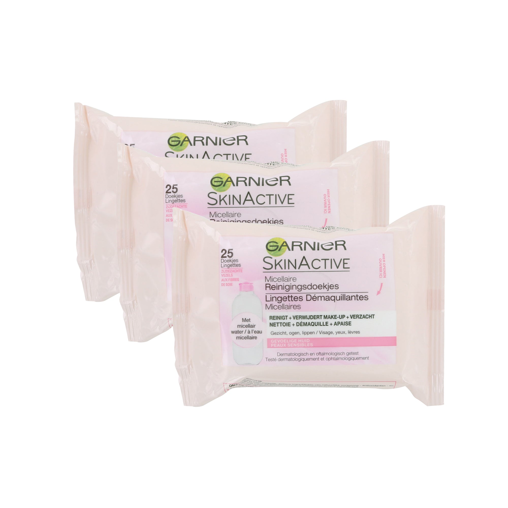 Garnier SkinActive Reinigingsdoekjes - Micellair (3 Stuks - Voor gevoelige huid)