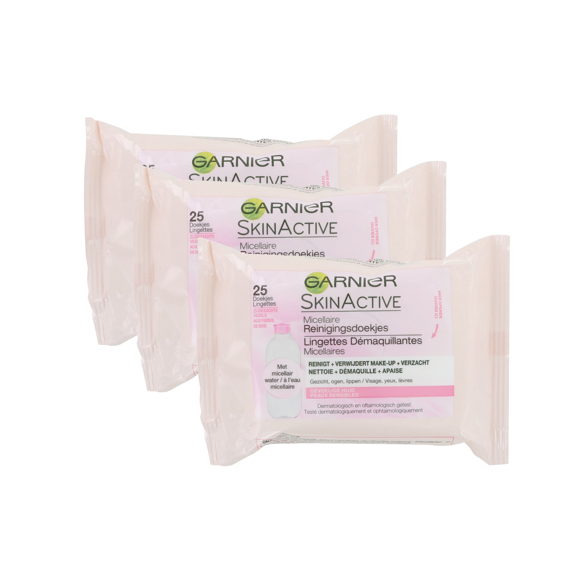 Garnier SkinActive Reinigingsdoekjes - Micellair (3 Stuks - Voor gevoelige huid)
